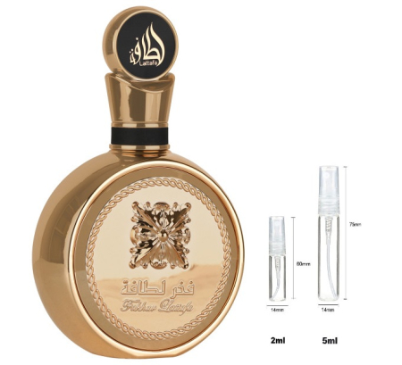 Brand - Sticluță transparentă reutilizabilă cu spray și capac pentru  Lattafa Fakhar Gold Extrait Unisex EDP