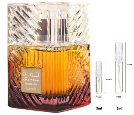 Brand - Sticluță transparentă reutilizabilă cu spray și capac pentru  Lattafa Khamrah Dukhan Unisex EDP