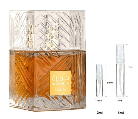 Brand - Sticluță transparentă reutilizabilă cu spray și capac pentru  Lattafa Khamrah Unisex EDP