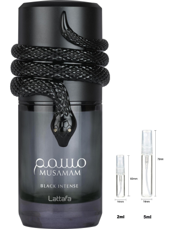Lattafa - Sticluță transparentă reutilizabilă cu spray și capac pentru  Lattafa Musamam Black Intense Men EDP