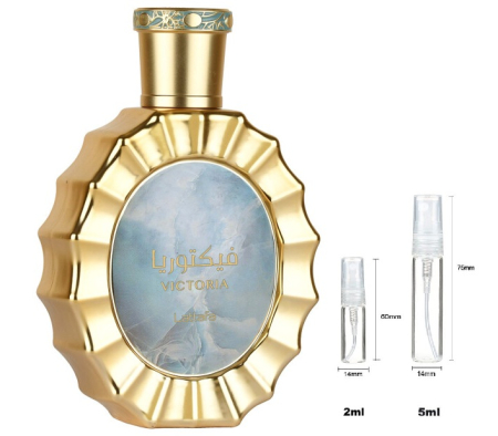 Lattafa - Sticluță transparentă reutilizabilă  cu  spray  și  capac  pentru Lattafa Victoria Women EDP