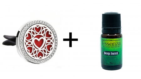 Difuzor arome cu clips - Mandala cu inima + Essenza Deep Forest
