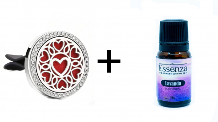 Difuzor arome cu clips - Mandala cu inima + Essenza Lavanda