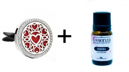 Difuzor arome cu clips - Mandala cu inima + Essenza Sakura