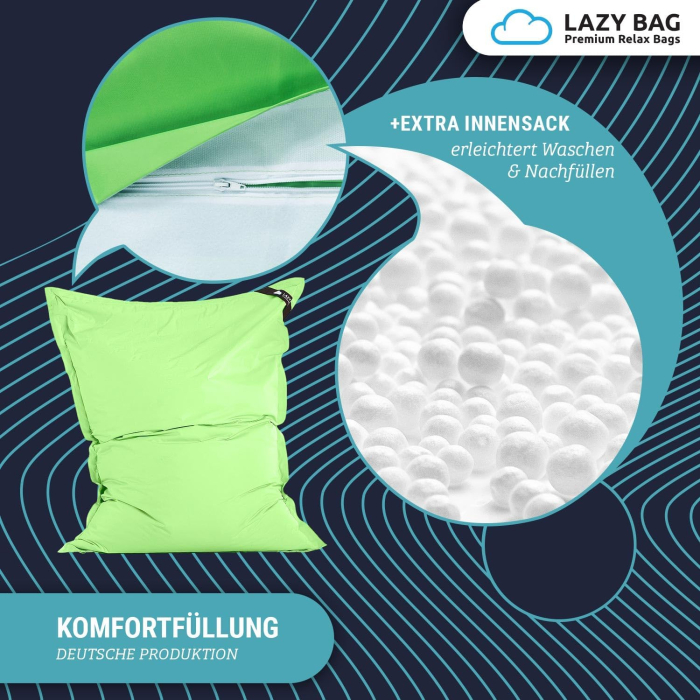Fotoliu puf gigant XL 160x125 cm LAZY BAG cu 300 litri umplutura de perle EPS - INDOOR / OUTDOOR - ergonomie perfecta, usor de intretinut [8]