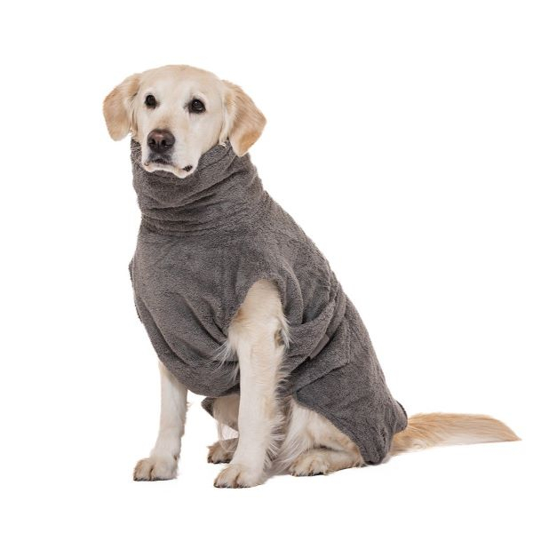Halat de baie pentru caini - din bumbac BIO - organic - culoare STONE GREY - diverse marimi [3]