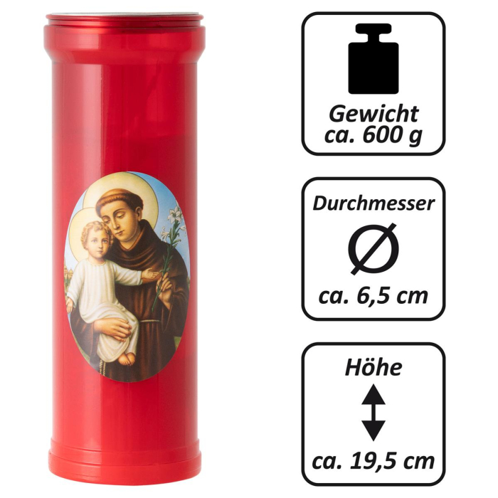 Lumanare rosie tip candela - ST. Antonio - dimensiune 19.5x6.5 cm [2]