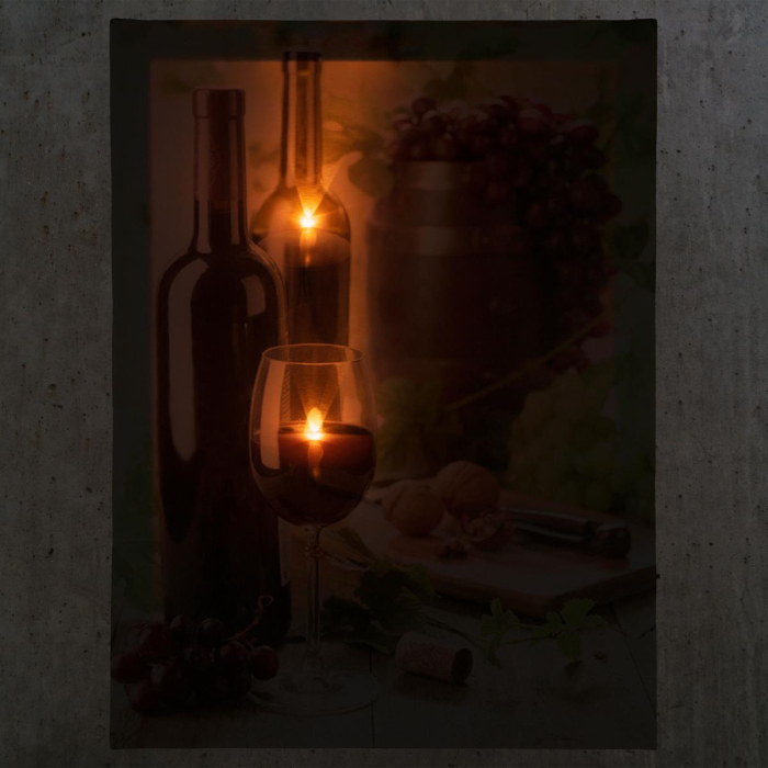 Tablou iluminat 2 leduri cu timer -  30x40cm - print digital pe canvas -  seara cu vin [2]
