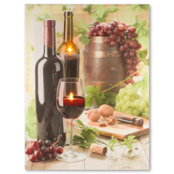 Tablou iluminat 2 leduri cu timer -  30x40cm - print digital pe canvas -  seara cu vin [3]