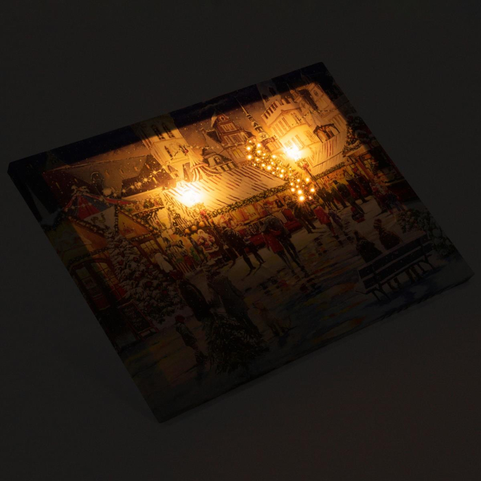 Tablou iluminat 2 leduri cu timer - 30x40cm - print digital pe canvas - Targ de Craciun [3]