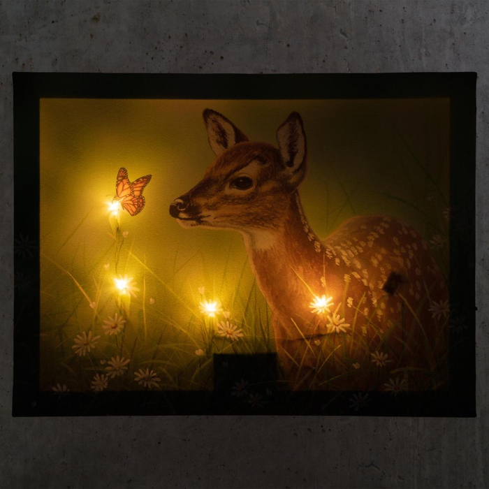 Tablou iluminat 4 leduri cu timer - 30x40cm - print digital pe canvas - caprior pe lunca [2]