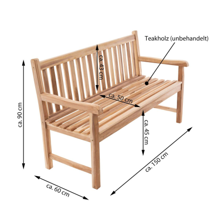 Banca gradina din lem de TEAK - 150cm, 3 locuri - lucrata manual [1]
