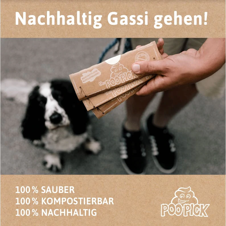 Cutie igienica pentru caini POOPICK PREMIUM - greutate caine pana in 10 kg - 100% biodegradabil - 0% plastic, 0% petrol - 25 bucati inclusiv dispenser [1]