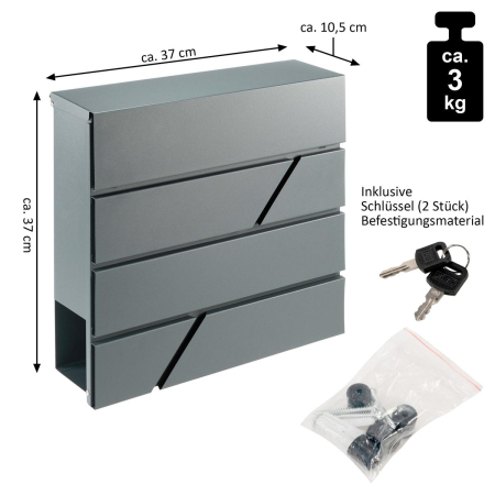 Cutie postala FIN cu locas pentru ziare - din tabla vopsit electrostatic- culoare antracit - dimensiuni 37 x 37 x 10,5 cm [2]