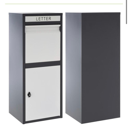 Mobilier terase - Cutie postala KIM - pentru colete  - culoare negru / alb - dimensiuni 102 x 41 x 38 cm - vopsit electrostatic