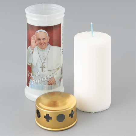 Obiecte de decor - Lumanare alba LUMINO L40 tip candela - Papa Francisc - dimensiune 17x6,5 cm