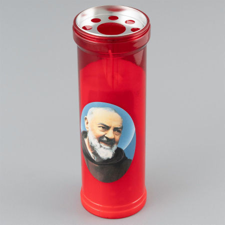 Obiecte de decor - Lumanare rosie tip candela - Padre Pio - dimensiune 19.5x6.5 cm