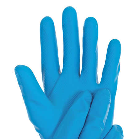 Manusi protectie chimica din latex - SATIN BLUE - clorurate pe ambele parti - marime L, culoare albastru - 30 cm [1]