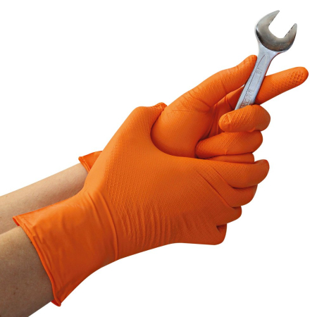 Produse unica folosinta - Manusi unica folosinta POWER GRIP - nitril, fara pudra, diverse culori si marimi- anti-alunecare, cu grip-50 buc