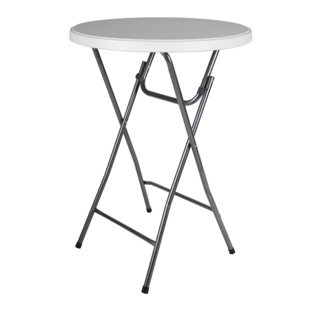 Mese si scaune pliabile - Masa inalta tip Bistro pliabila - 80x80x110 cm - rotunda ABS alb