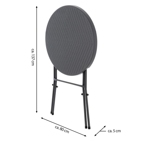 Masa inalta tip Bistro pliabila - 80x80x110 cm - rotunda ABS antracit - ratan look [3]