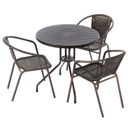 Masa tip Bistro lemn design - 80x80x75 cm - rotunda ABS culoare maro inchis [2]