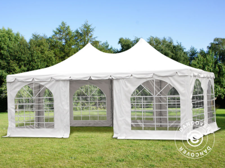 GRADINA - TERASA - Pavilion - cort MARQUEEE pagoda PRO PVC - 6x4 m - 500g / mpatrat - culoare alb