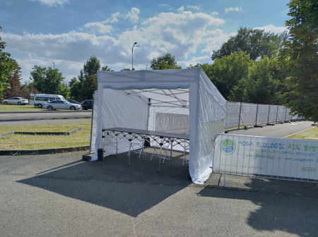 Pavilioane si corturi - Pavilion pliabil FLEXPRO TRAPEZO - dimensiune 3x3m - culoare alb, complet impermeabil, inclusiv pereti si podea din PVC