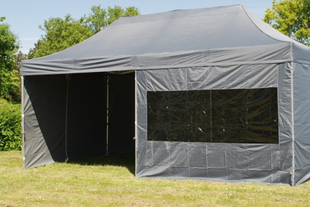 Pavilioane si corturi - Pavilion pliabil  PROFESSIONAL 3x6 m gri antracit - 2 pereti - cadru Alu-HEX 40mm - hexagonal