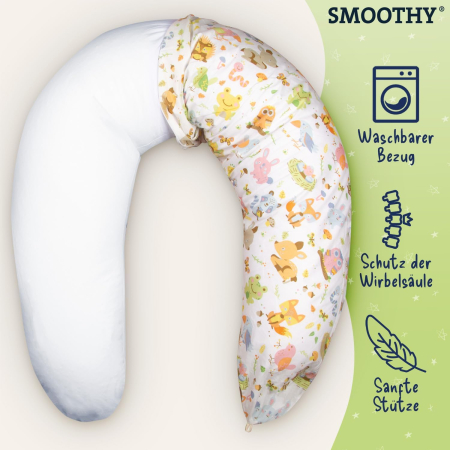 Pernă de alăptare - pozitionare pentru mama SMOOTHY® XXL Premium pentru dormit pe o parte - husa din bumbac - umplutura cu perle EPS [2]