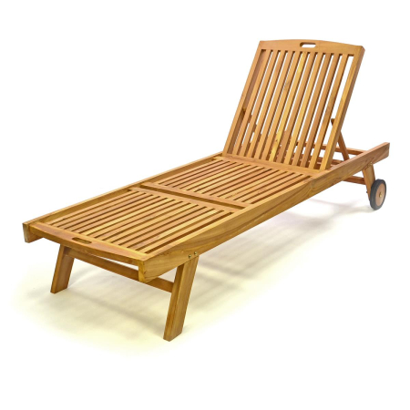 Mobilier terase - Sezlong cu roti Divero din lemn de salcam - cu roti - 197x65x35 cm