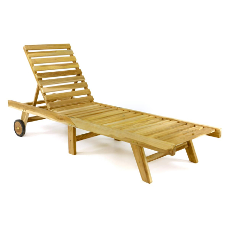 GRADINA - TERASA - Sezlong pliabil Divero din lemn de TEAK 200x57x34 cm - pliabil cu roti