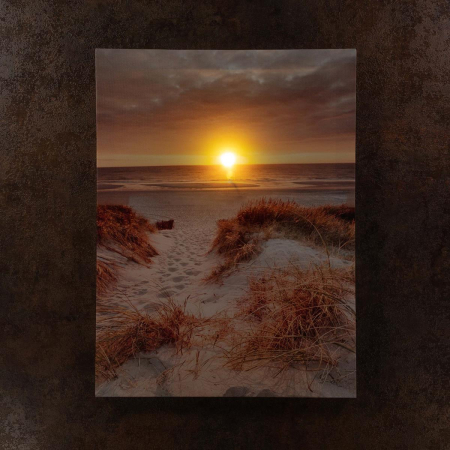 Tablou iluminat 1 led cu timer - 30x40cm - print digital pe canvas - plaja la apus [2]