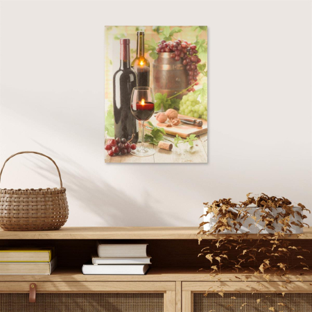 Tablouri decorative - Tablou iluminat 2 leduri cu timer -  30x40cm - print digital pe canvas -  seara cu vin