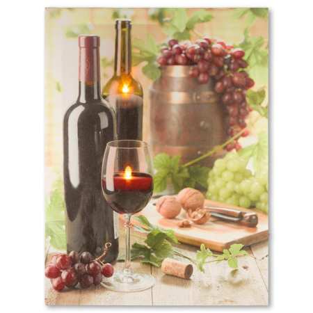 Tablou iluminat 2 leduri cu timer -  30x40cm - print digital pe canvas -  seara cu vin [2]