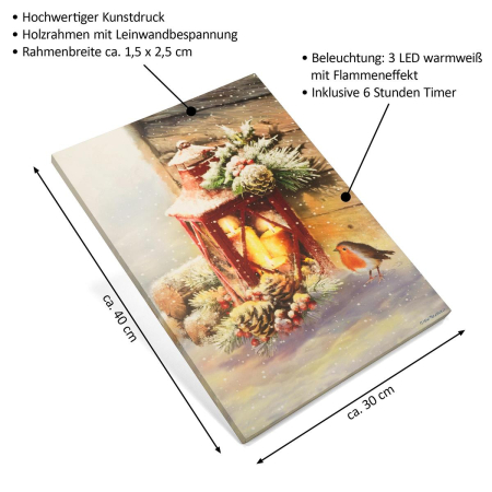Tablou iluminat 3 leduri cu timer - 30x40cm - print digital pe canvas - Lampa rosie [4]