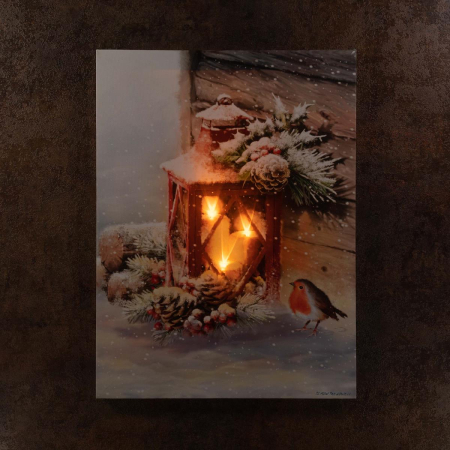 Tablou iluminat 3 leduri cu timer - 30x40cm - print digital pe canvas - Lampa rosie [3]