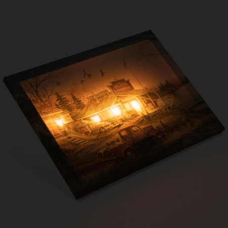 Tablou iluminat 4 leduri cu timer - 30x40cm - print digital pe canvas - casa veche langa lac [1]