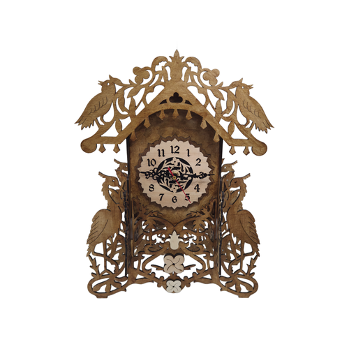 Ceas de perete decorativ din lemn, model vintage, stejar deschis, pentru foisor, 45x15x33 cm [2]