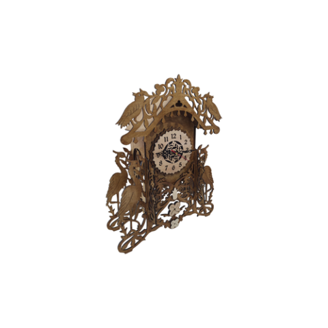 Ceas de perete decorativ din lemn, model vintage, stejar deschis, pentru foisor, 45x15x33 cm [3]