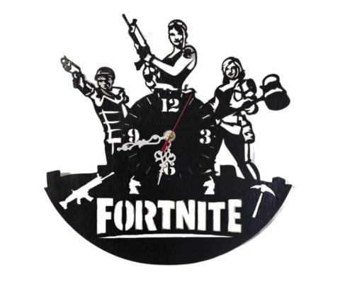 Ceasuri decorative - Ceas Fortnite, Lemn, 40cm, Negru