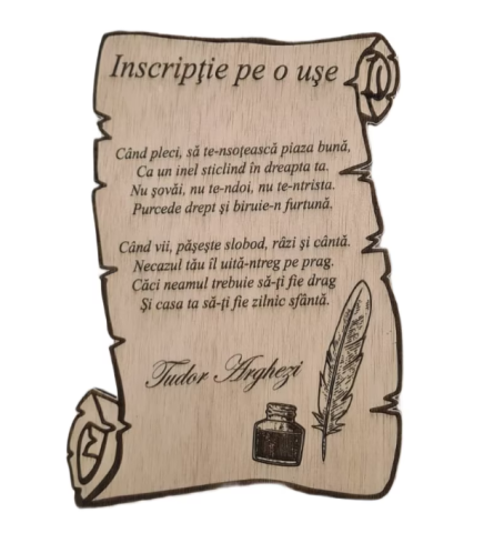 Tablouri - Tablou Inscriptie pe o usa, 250x180x4 mm