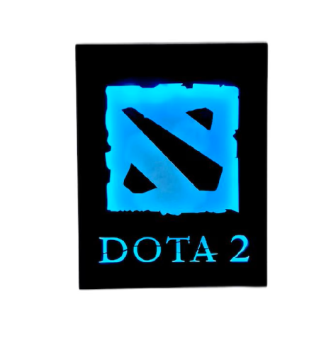 Tablou LED Dota 2, Negru, 38.5x50cm, Iluminat Albastru, Design Ambiental [1]