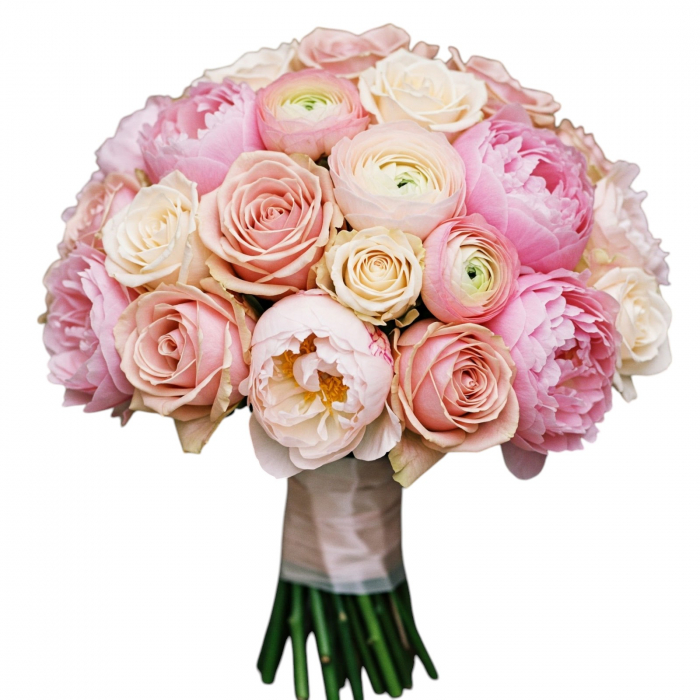 Buchet de mireasă  bujori, ranunculus și trandafiri [1]