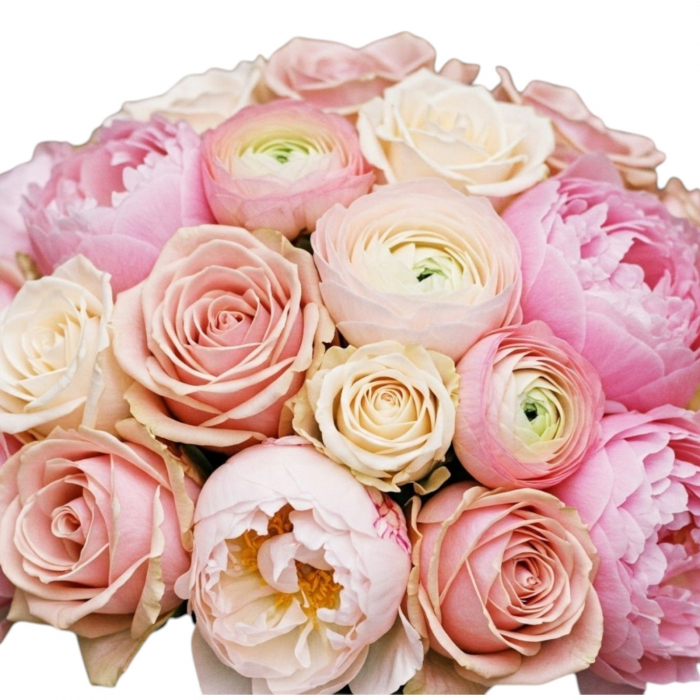 Buchet de mireasă  bujori, ranunculus și trandafiri [2]