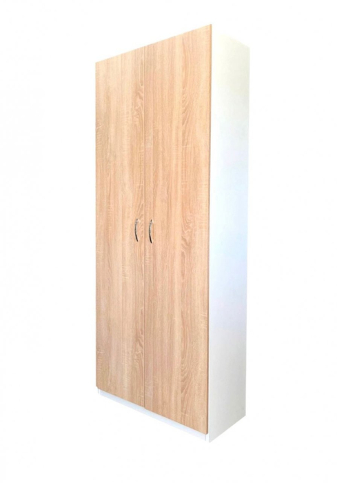 Dulap Alb/Sonoma 2 usi, 4 polite, 197x80x40 cm, Pal 18 mm [7]