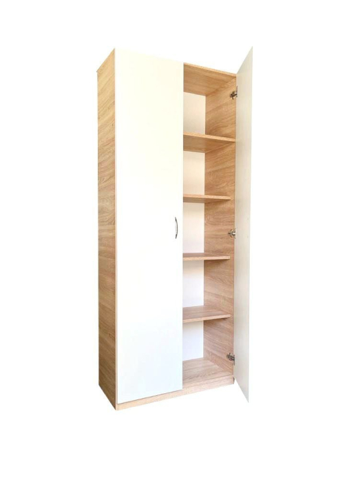 Dulap Stejar Sonoma / Alb 2 usi, 4 polite, 197x80x40 cm, Pal 18 mm [3]