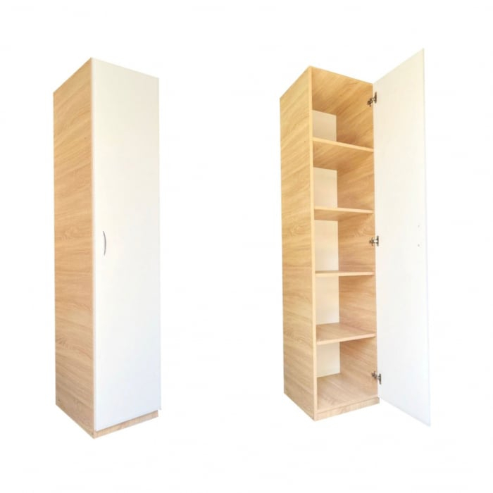 Dulap tip Soldat, 197x45x50 cm, 4 polite, Stejar Sonoma / Alb, Pal 18 mm [2]