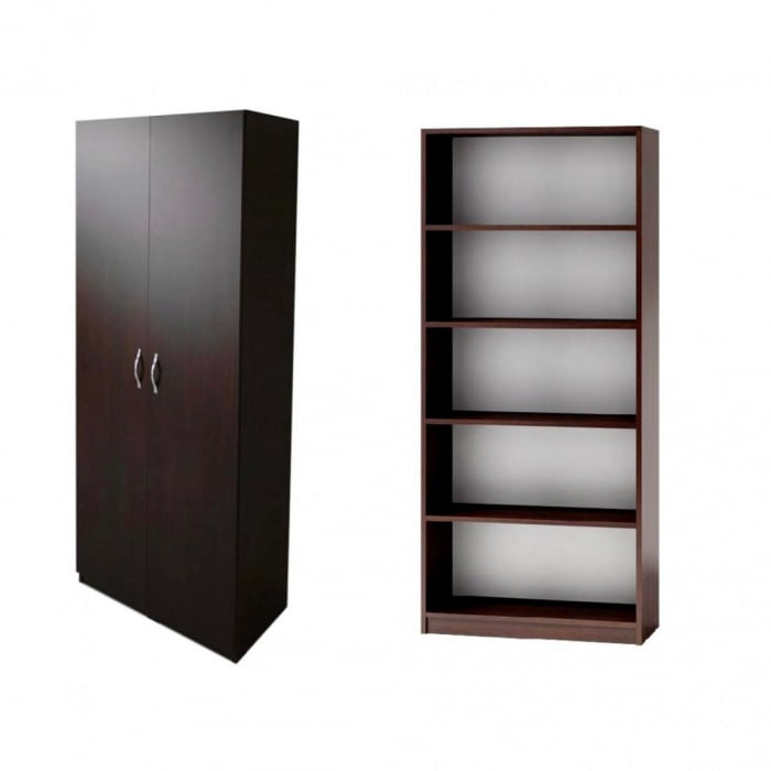 Dulap Wenge 2 usi, 4 polite, 197x80x40 cm, Pal 18 mm [3]