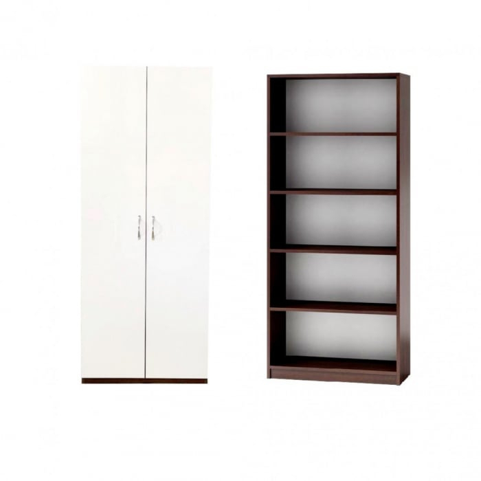 Dulap Wenge/Alb 2 usi, 4 polite, 197x80x40 cm, Pal 18 mm [3]